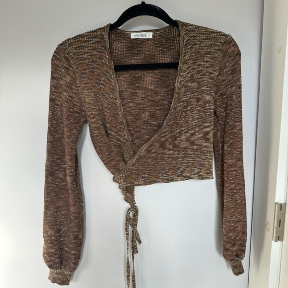 12th Tribe Brown Wrap Sweater - Picture 1 of 3